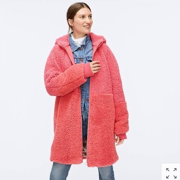 J. crew mixed pink Sherpa teddy coat women’s small